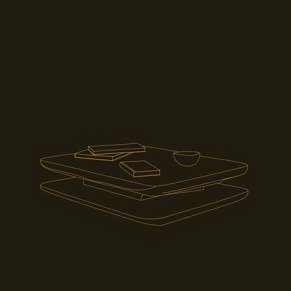 Stacked Tier Coffee Table with a Hidden Plinth Base dimension diagram