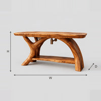 Live Edge Bathroom Vanity With Branching Trunk Legs dimension diagram with width, height and depth