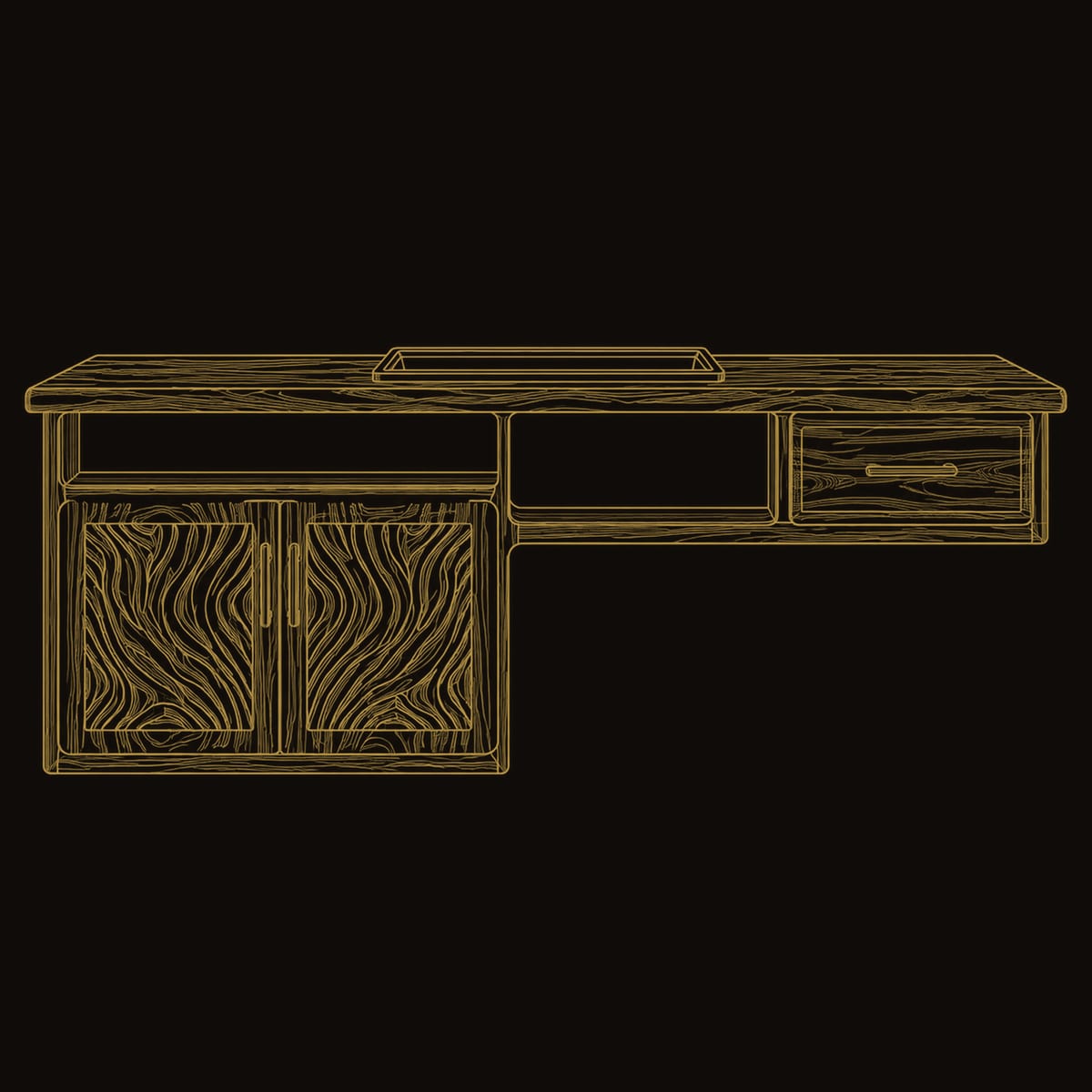 Live Edge Bathroom Vanity With Carved Wave Doors And Open Shelf dimension diagram