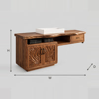 Live Edge Bathroom Vanity With Carved Wave Doors And Open Shelf dimension diagram with width, height and depth