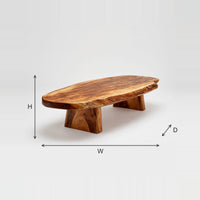 Live Edge Coffee Table, Thick Slab Hand Finished on Blocks dimension diagram with height, width and depth