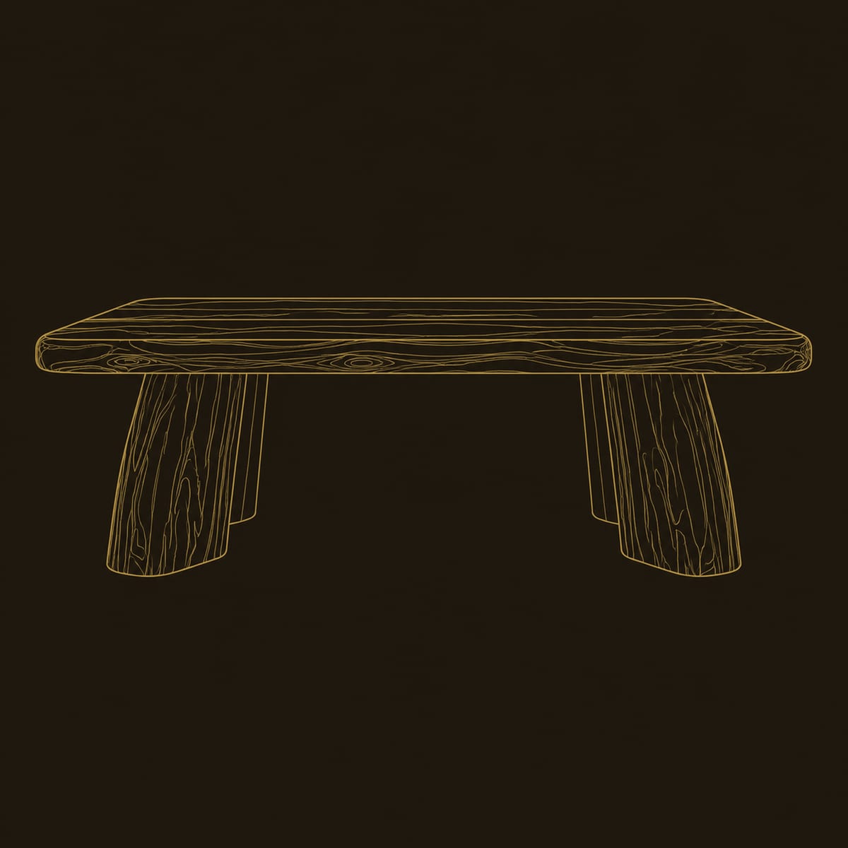 Live Edge Coffee Table With A Thick Slab Top And Four Stout Legs dimension diagram