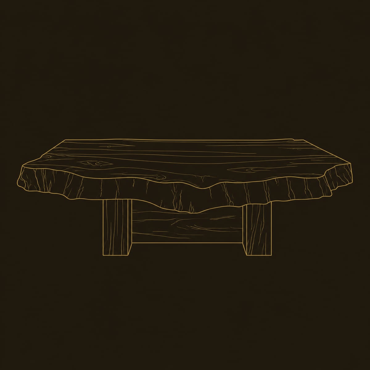 Live Edge Coffee Table With Rugged Slab Top And Block Base dimension diagram