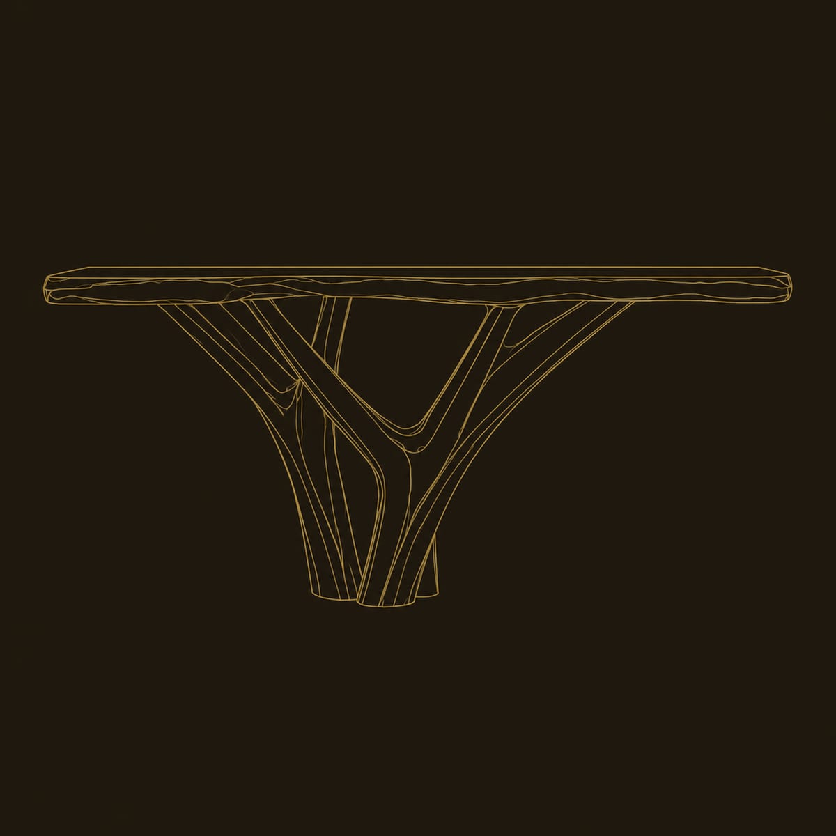 Live Edge Console Table On A Branching Trunk Base dimension diagram