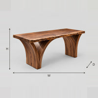 Live Edge Desk With Two Sweeping Arched Slab Legs dimension diagram with width, height and depth