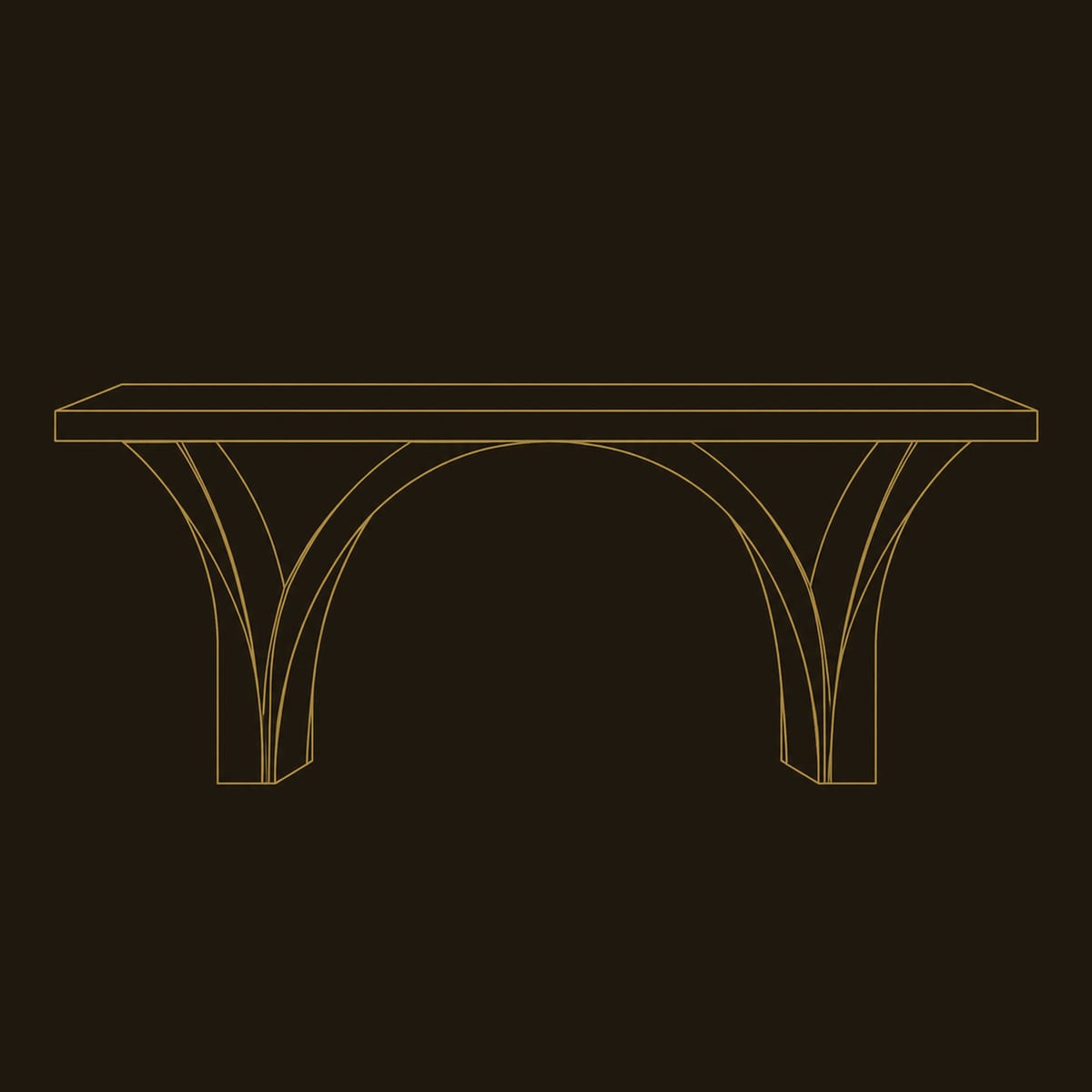 Live Edge Desk With Two Sweeping Arched Slab Legs dimension diagram