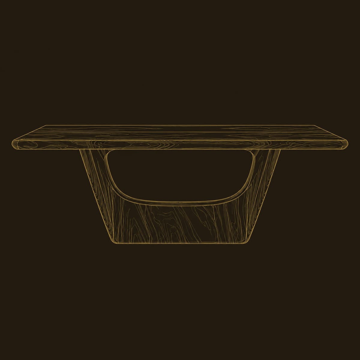 Live Edge Dining Table on Sculpted Arch Pedestals dimension diagram
