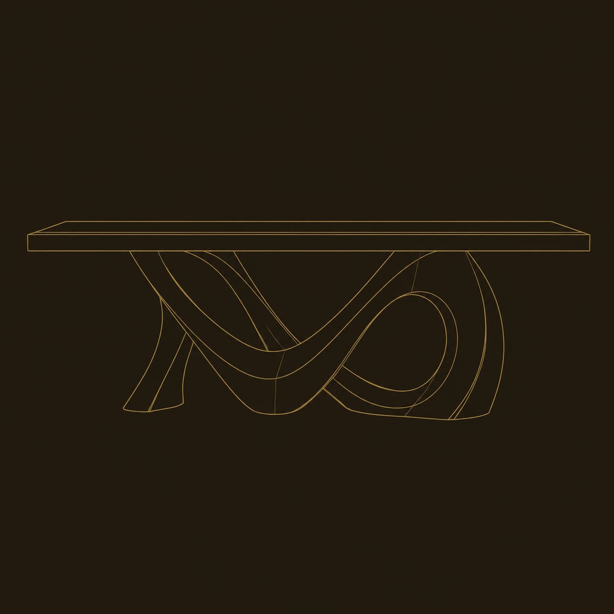 Live Edge Dining Table With A Looping Figure Eight Base dimension diagram