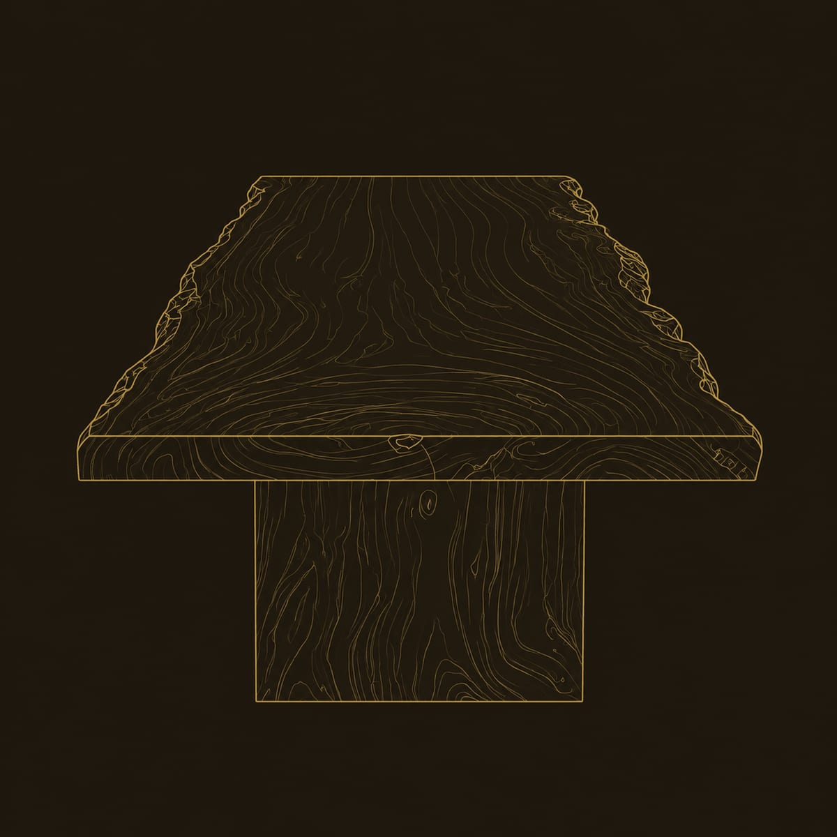 Live Edge Dining Table With Solid Slab Block Base dimension diagram