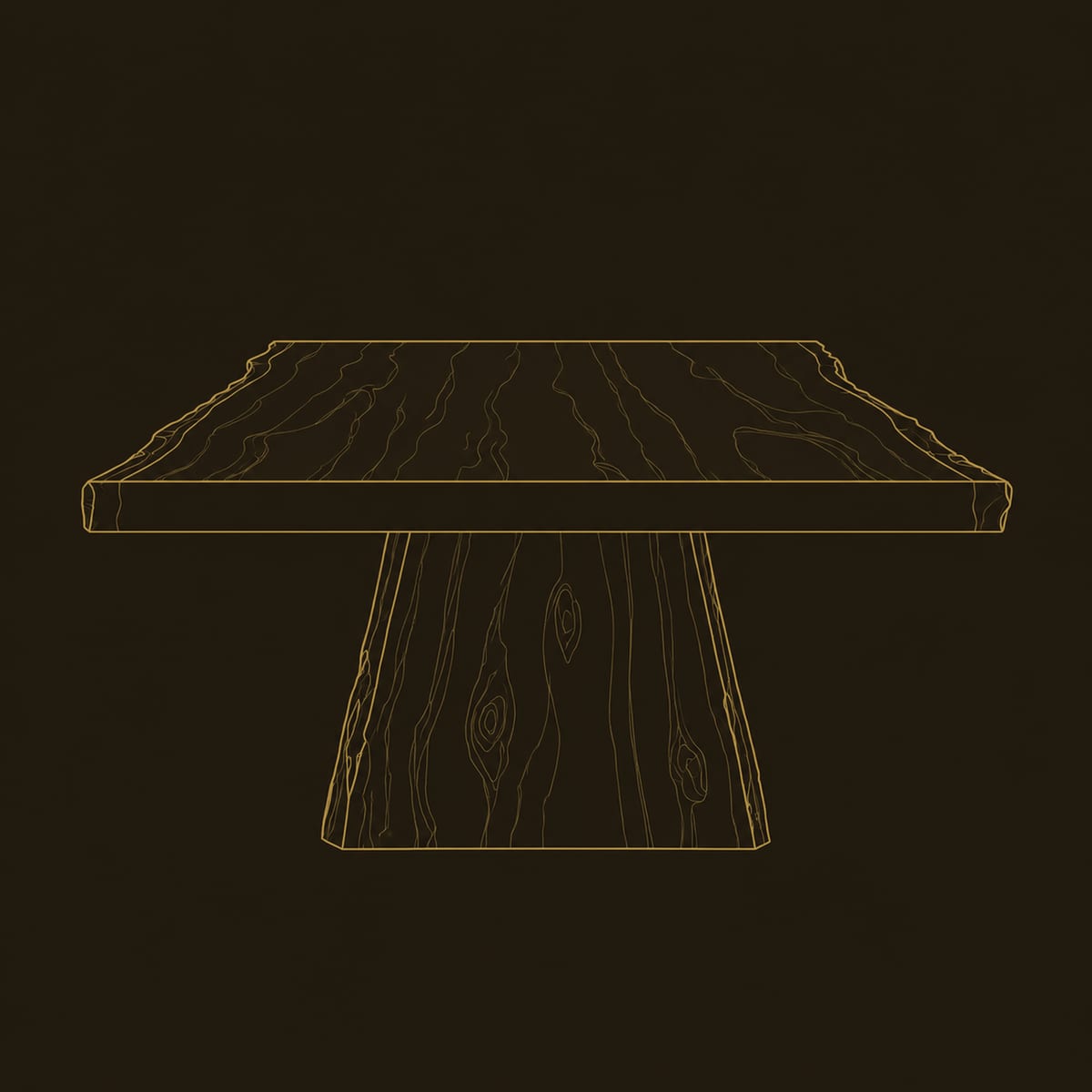 Live Edge Dining Table With Thick Slab Top And Tapered Block Base dimension diagram