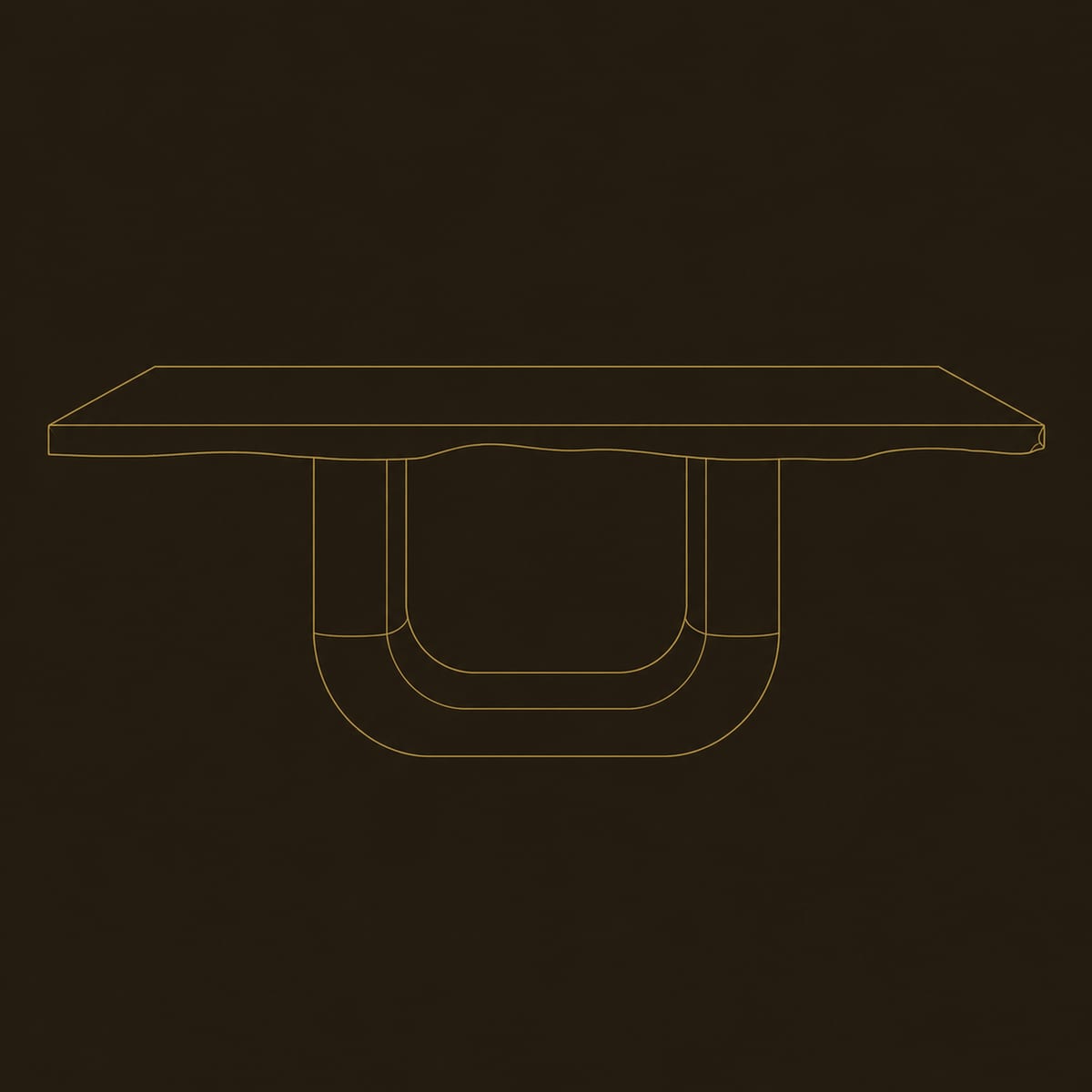 Live Edge Dining Table With Thick U Shaped Pedestal Legs dimension diagram