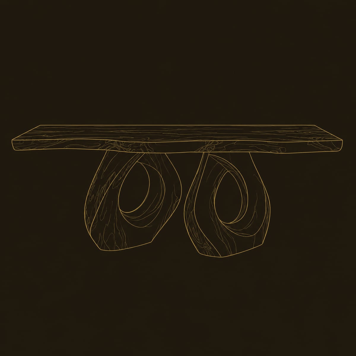 Live Edge Dining Table With Two Open Loop Pedestal Legs dimension diagram