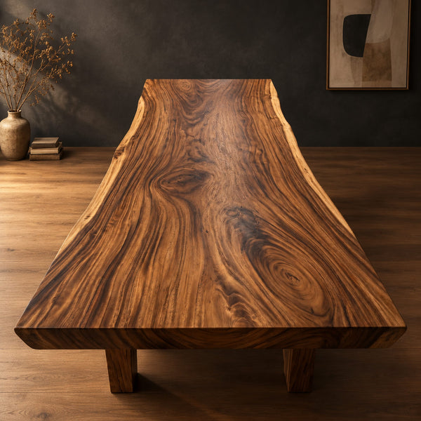 Live Edge Slab Table Top, Deep Swirling Wood Grain