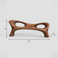 Long Bench With Pinched Waist Top And Two Oval Openings dimension diagram with width, height and depth