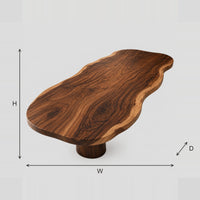 Long Live Edge Table Top With Rippling Sides And Warm Grain dimension diagram with width, height and depth