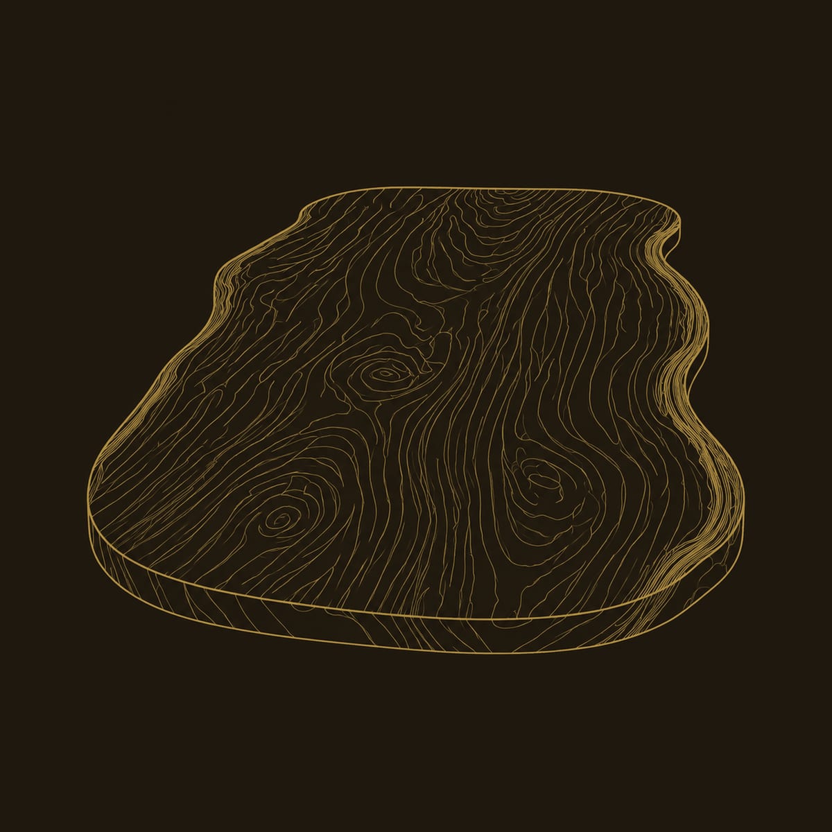 Long Live Edge Table Top With Rippling Sides And Warm Grain dimension diagram
