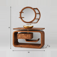 Loop Frame Bathroom Vanity With Carved Wave Drawer And Shelf dimension diagram with width, height and depth