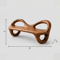 Looped Arm Bench With Flat Plank Seat And Ring Shaped Legs dimension diagram with width, height and depth