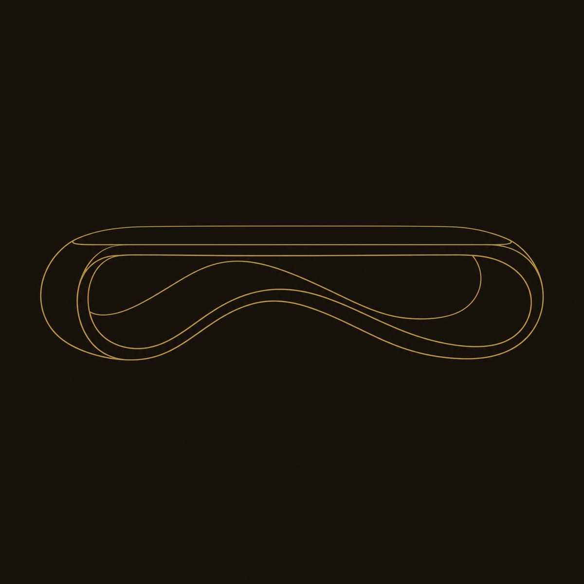 Looped Ribbon Coffee Table With Flowing Wave Base dimension diagram