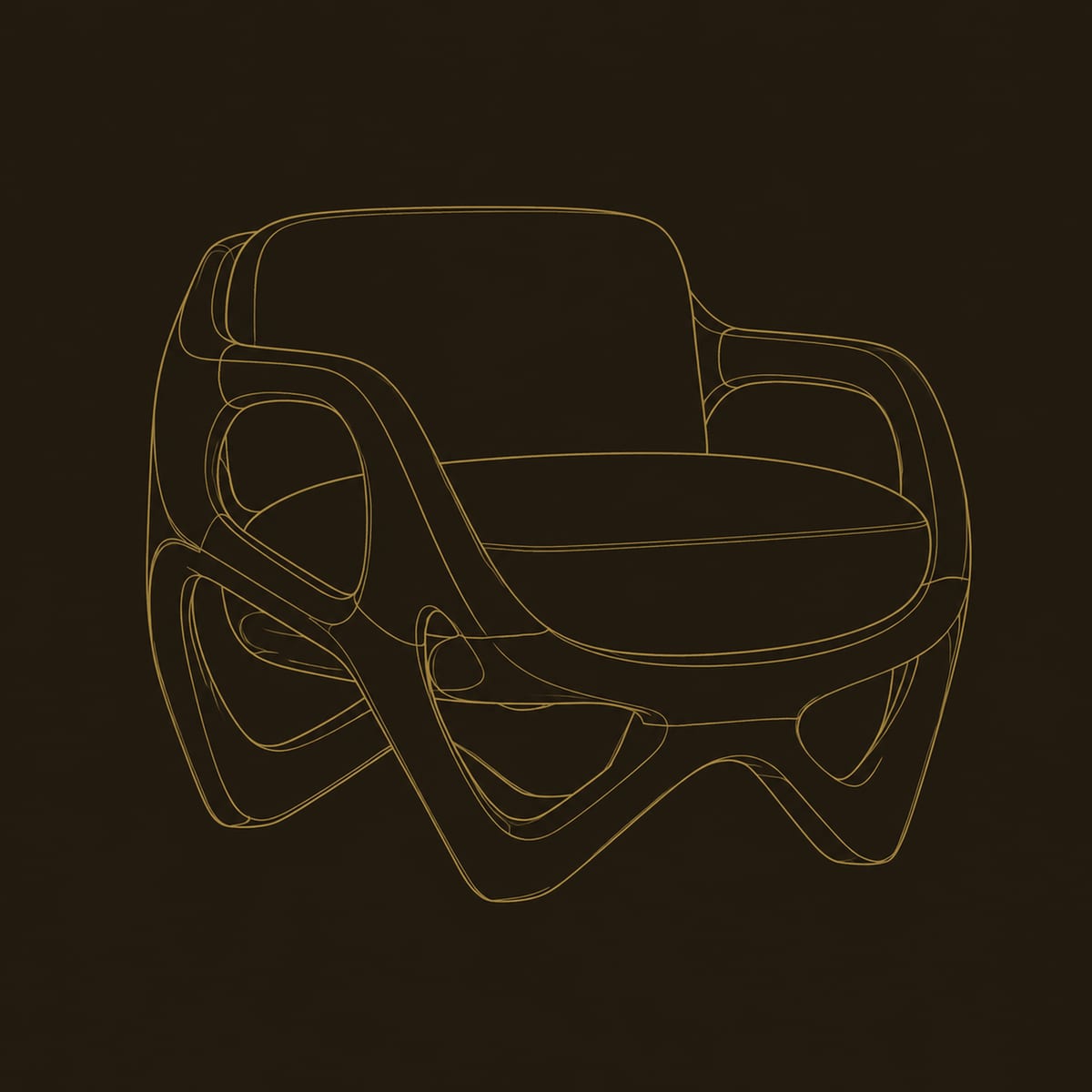 Looped Wood Frame Accent Chair Cushioned Seat dimension diagram