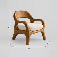 Looping Arm Accent Chair with Open Scooped Back dimension diagram with width, height and depth