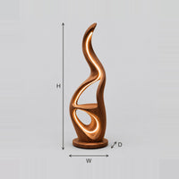 Looping Flame Floor Lamp With Glowing Outline And Mid Level Ledge dimension diagram with width, height and depth
