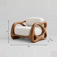 Looping Frame Arm Chair With Plush Seat And Back Cushions dimension diagram with width, height and depth