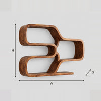 Looping Ribbon Wall Shelf With Open Wave Cells dimension diagram with width, height and depth