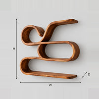 Looping Ribbon Wall Shelf With Three Flowing Levels dimension diagram with width, height and depth