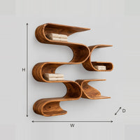 Looping Ribbon Wall Shelves With Interlocking Pockets dimension diagram with width, height and depth