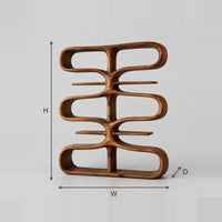 Looping Tier Bookshelf With Central Trunk And Thin Shelves dimension diagram with width, height and depth