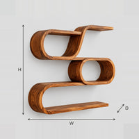 Looping Wall Mounted Shelves With S Curves And An Oval Cell dimension diagram with width, height and depth