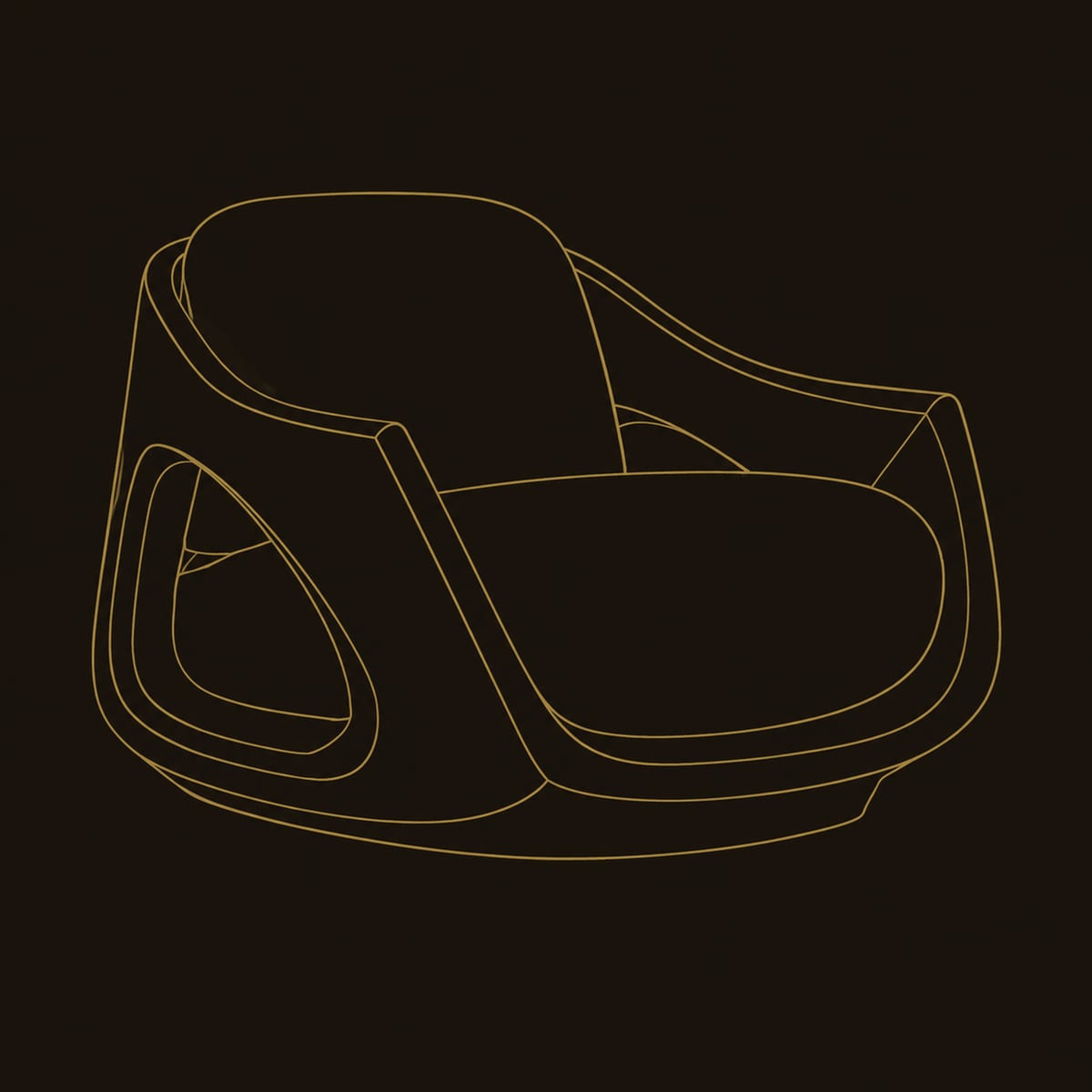 Lounge Chair With Sculpted Open Shell And Cream Cushions dimension diagram