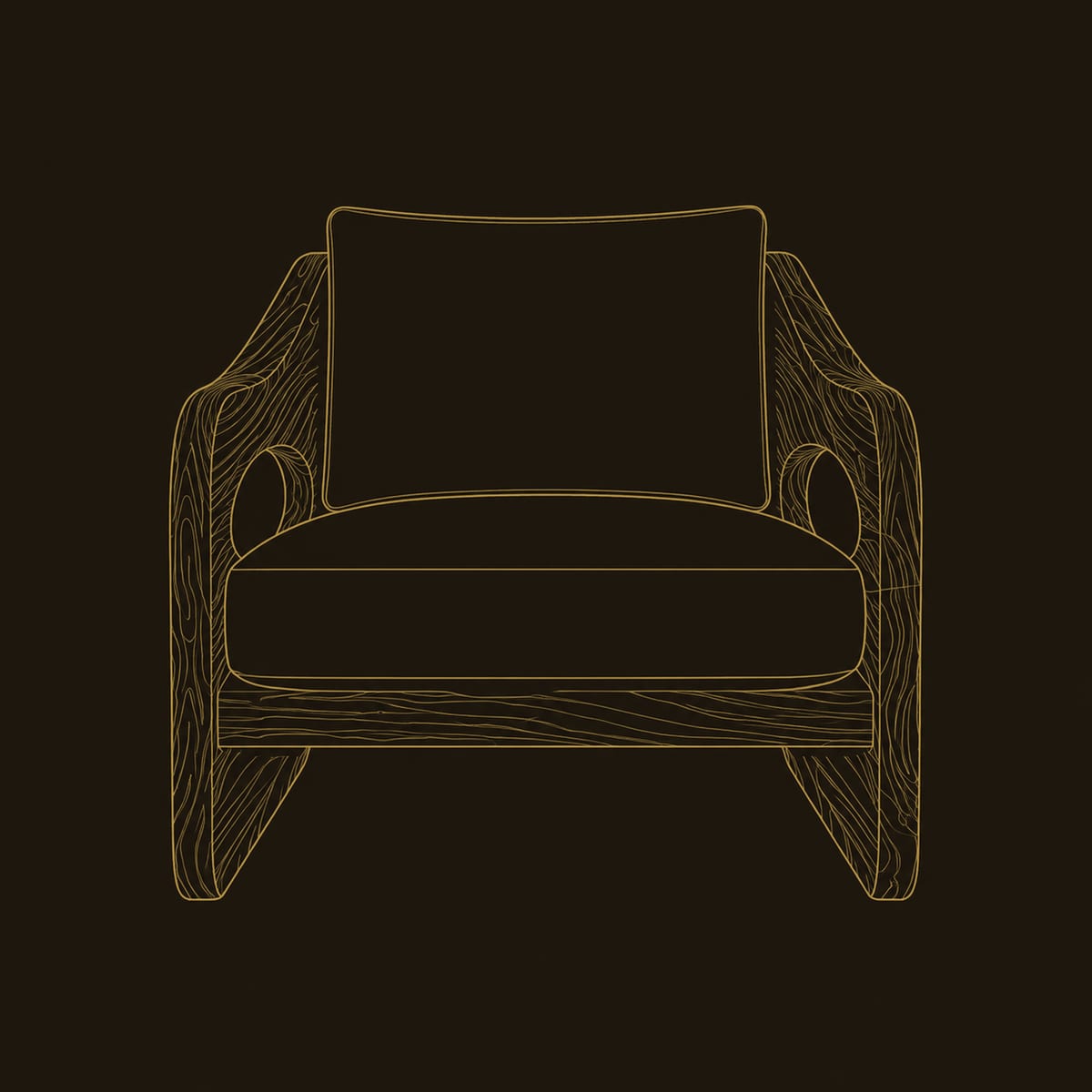 Lounge Chair with Sculpted Side Panels and Oval Cutouts dimension diagram