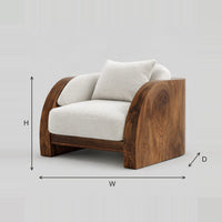 Lounge Chair With Wide Sweeping Arm Panels And Soft Cushions dimension diagram with width, height and depth