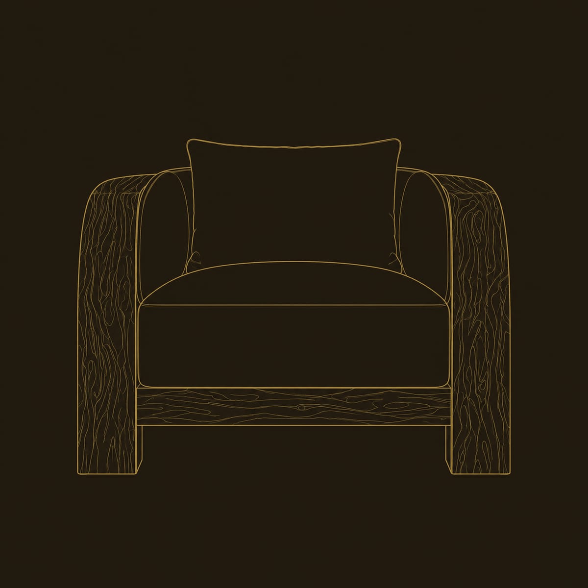 Lounge Chair With Wide Sweeping Arm Panels And Soft Cushions dimension diagram