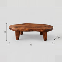 Low Bean Shaped Coffee Table With Four Tapered Legs dimension diagram with width, height and depth