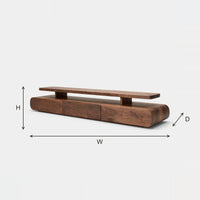 Low Drawer Plinth TV Stand with a Floating Top Shelf dimension diagram with height, width and depth
