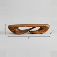 Low Oval Coffee Table With Twisted Loop Base dimension diagram with width, height and depth