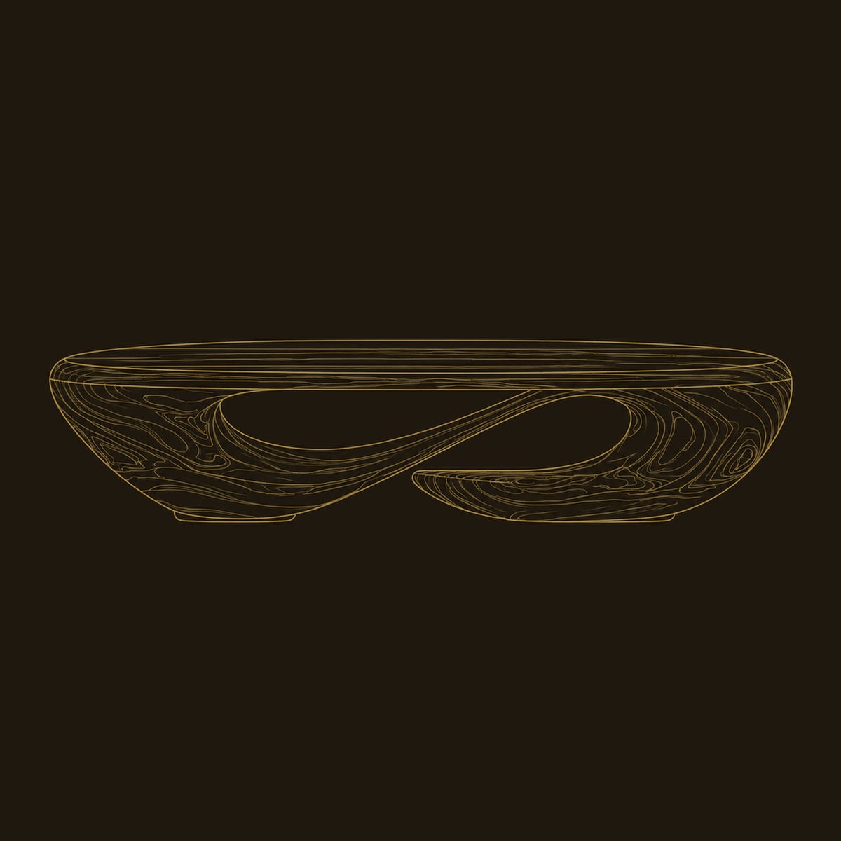 Low Oval Coffee Table With Twisted Loop Base dimension diagram