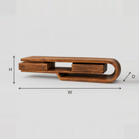 Low Ribbon Loop TV Stand With Two Boxed Front Sections dimension diagram with width, height and depth