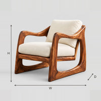 Low Slung Lounge Chair With Looped Side Frames, Sloped Arms dimension diagram with width, height and depth