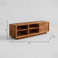 Low Storage Bench With Four Open Cubbies And Closed Panel dimension diagram with width, height and depth