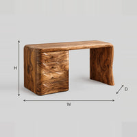 Makeup Vanity Desk With Four Wave Carved Drawers And Slab Leg dimension diagram with width, height and depth