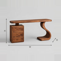 Makeup Vanity With S Curve Pedestal, Three Drawer Cabinet dimension diagram with width, height and depth