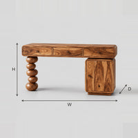 Makeup Vanity With Three Drawers And A Stacked Bead Leg dimension diagram with width, height and depth