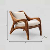 Mid Century Chair With Sweeping Arms And Splayed Wooden Legs dimension diagram with width, height and depth