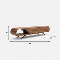 Mid Tone Grain TV Console for a Mid Century Room dimension diagram with height, width and depth