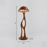Mushroom Canopy Floor Lamp With Sculpted Open Trunk Stem dimension diagram with width, height and depth