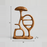 Mushroom Cap Bookshelf With An Oval Shelf Loop And Curling Stem dimension diagram with width, height and depth